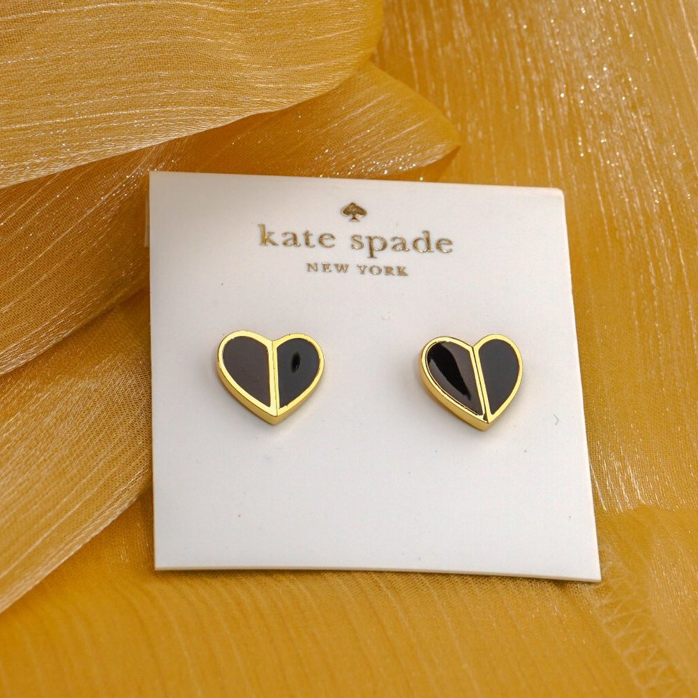Kate Spade Heritage Heart Earrings in Black - Picture 4 of 4